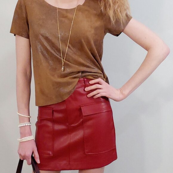 ONLY Suede Short-Sleeve T-Shirt - Picture 2 of 11